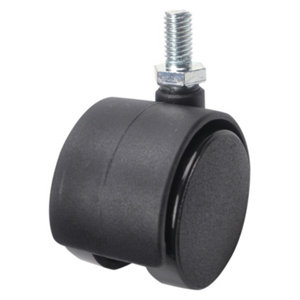 Roulette jumelée pivotante PP noir - Ø 4 cm - 30 kg