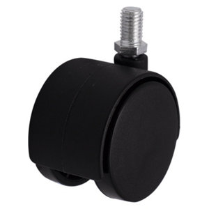 Roulette jumelée pivotante PP noir - Ø 5 cm - 30 kg