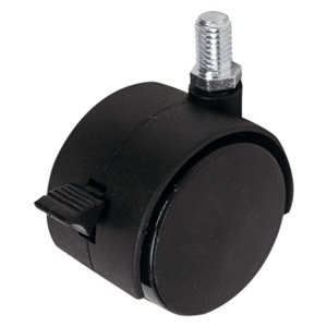 Roulette jumelée pivotante PP noir avec frein - Ø 5 cm - 30 kg