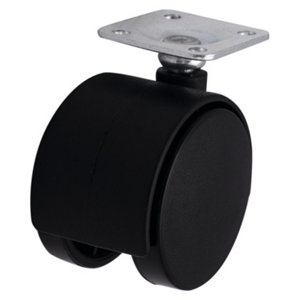 Roulette jumelée pivotante PP noir - H. 6,75 x Ø 5 cm - 30 kg