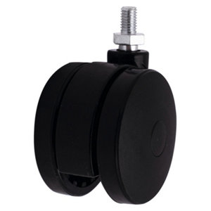 Roulette jumelée pivotante nylon noir - Ø 7,5 cm - 50 kg