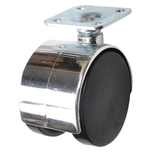 Roulette jumelée pivotante PP noir - H. 6,55 x Ø 5 cm - 40 kg