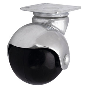 Roulette à bille pivotante PP noir - H. 6,4 x Ø 5 cm - 30 kg