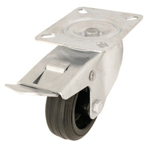 Roulette pivotante PVC gris avec frein - Ø 8 cm - 70 kg