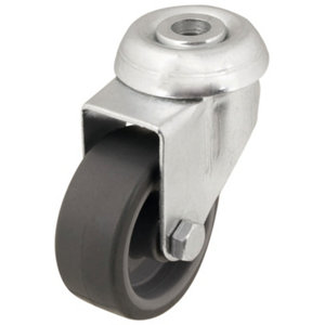 Roulette pivotante PU gris - H. 6,84 x Ø 5 cm - 30 kg