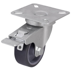 Roulette pivotante PU gris avec frein - Ø 5 cm - 30 kg