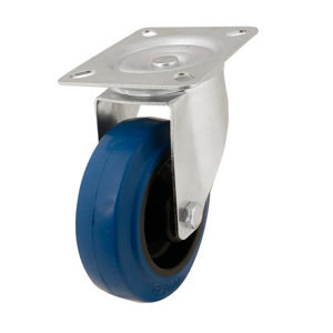 Roulette pivotante caoutchouc bleu - Ø 10 cm - 100 kg