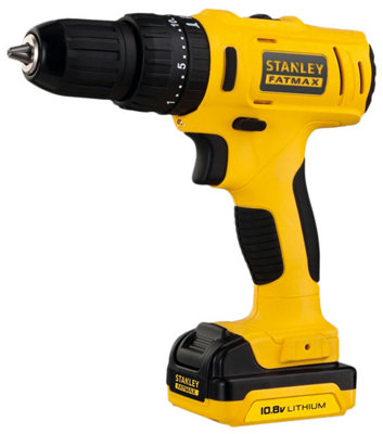 STANLEY FATMAX 10 8V Perceuse Visseuse à Percussion Compacte Sans Fil Éclairage de Travail LED 20 Positions de Mandrin avec x2 Batteries Li Ion 1 5Ah x1 Chargeur et x1 Coffret FMC021S2 QW