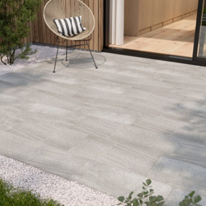 Carrelage de sol extérieur "English Stone" crème - l. 31 x L. 62 cm
