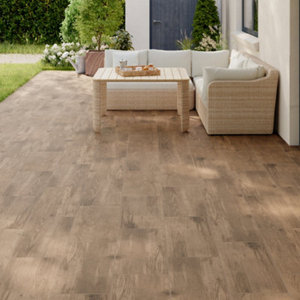 Carrelage de sol extérieur "Norwegio" marron clair - l. 30 x L. 60 cm