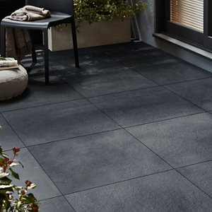 Carrelage de sol extérieur "Quartzite" gris anthracite - l. 61 x L. 61 cm