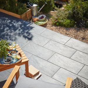 Carrelage de sol extérieur "Slate Out" gris anthracite - l. 30 x L. 60 cm