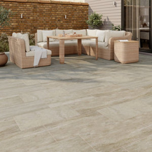 Carrelage de sol extérieur "Volfy" beige - l. 30 x L. 60 cm
