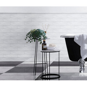 Carrelage mural "Vernisse" blanc - l. 7,5 x L. 30 cm