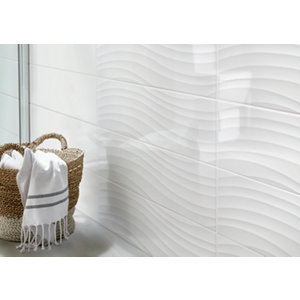 Carrelage mural "Plain" blanc brillant - l. 20 x L. 60 cm