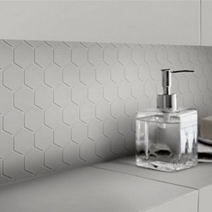 Mosaïque hexagonale "Plain" gris clair - l. 30 x L. 30 cm