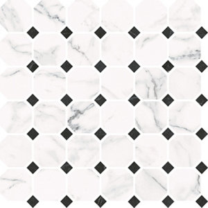 Mosaïque "Elegance Marble" noir/blanc - l. 30 x L. 30 cm