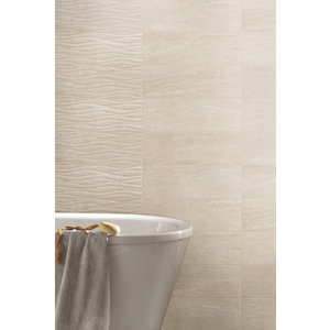 Carrelage mural "Soft travertin" beige - l. 20 x L. 60 cm