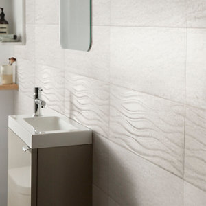 Décor mural "Soft travertin" ivoire brillant - l. 20 x L. 60 cm