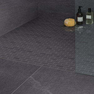 Mosaïque sol/mur pierre naturelle "Slate" gris anthracite - l. 30 x L. 30 cm
