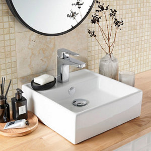 Mosaïque Travertin en pierre naturelle beige - l. 30,5 x L. 30,5 cm