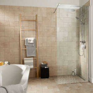 Mosaïque Travertin pierre naturelle beige - l. 30,5 x L. 30,5 cm - Carreaux 3 x 3 cm