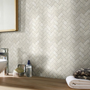 Mosaïque Travertin pierre naturelle beige - l. 28,5 x L. 31 cm