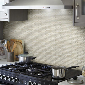 Mosaïque Travertin pierre naturelle beige - l. 30,5 x L. 31 cm