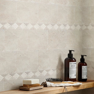 Listel Travertin beige/marron -  l. 6,7 x L. 31,5 cm