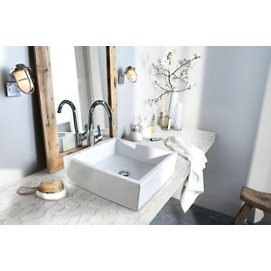 Plaque de galets ronds plats ivoire L.31,5 x l.31,5 cm