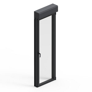 Porte-fenêtre aluminium gris 1 vantail gauche + volet roulant H.205 x l.80 cm