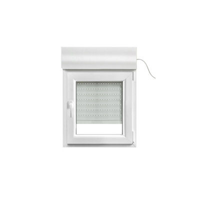 Fenêtre PVC 1 vantail oscillo battant + volet roulant électrique GoodHome .40 x h.45 cm tirant droit - vue 2