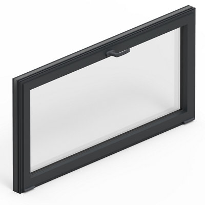 Fenêtre abattante par le haut double vitrage GoodHome en aluminium .83 x H.47 cm - vue 2