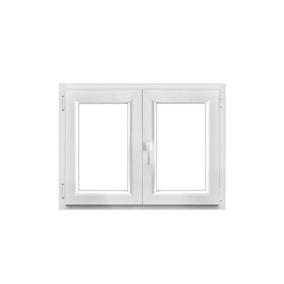 Fenêtre 2 vantaux oscillo battante tirant droit double vitrage GoodHome en PVC .105 x H.78 cm - vue 2