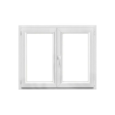 Fenêtre 2 vantaux oscillo battante tirant droit double vitrage GoodHome en PVC .125 x H.98 cm - vue 2