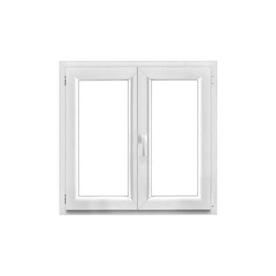 Fenêtre 2 vantaux oscillo battante tirant droit double vitrage GoodHome en PVC .105 x H.98 cm - vue 2