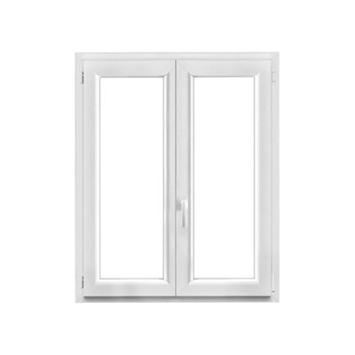Fenêtre 2 vantaux oscillo battante tirant droit double vitrage GoodHome en PVC .105 x H.128 cm - vue 2