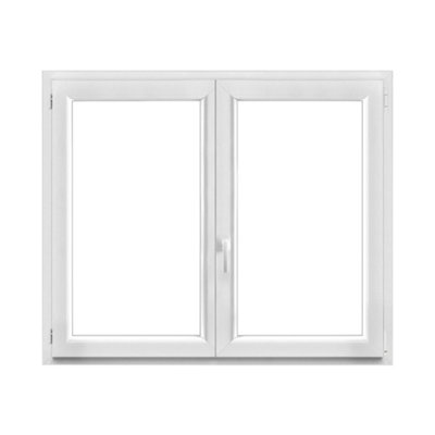 Fenêtre 2 vantaux oscillo battante tirant droit double vitrage GoodHome en PVC .145 x H.118 cm - vue 2