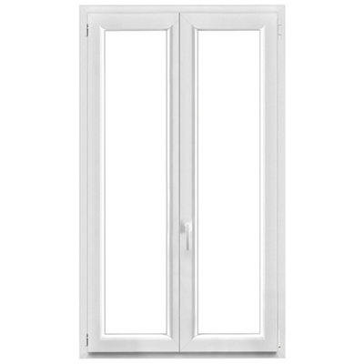 Fenêtre 2 vantaux oscillo battante tirant droit double vitrage GoodHome en PVC .105 x H.168 cm - vue 2