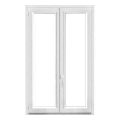 Fenêtre 2 vantaux oscillo battante tirant droit double vitrage GoodHome en PVC .105 x H.158 cm - vue 2