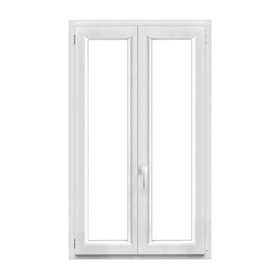 Fenêtre 2 vantaux oscillo battante tirant droit double vitrage GoodHome en PVC .95 x H.148 cm - vue 2
