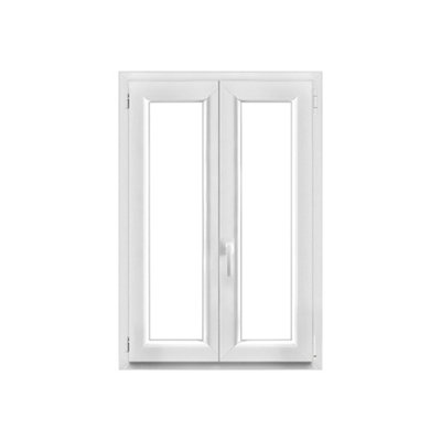 Fenêtre 2 vantaux oscillo battante tirant droit double vitrage GoodHome en PVC .85 x H.118 cm - vue 2