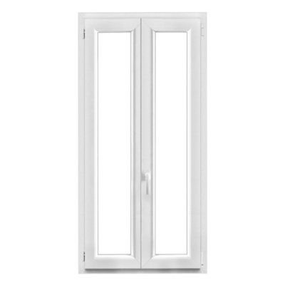 Fenêtre 2 vantaux oscillo battante tirant droit double vitrage GoodHome en PVC .85 x H.158 cm - vue 2