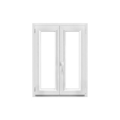 Fenêtre 2 vantaux oscillo battante tirant droit double vitrage GoodHome en PVC .85 x H.108 cm - vue 2