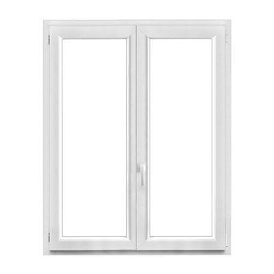 Fenêtre 2 vantaux oscillo battante tirant droit double vitrage GoodHome en PVC .125 x H.148 cm - vue 2