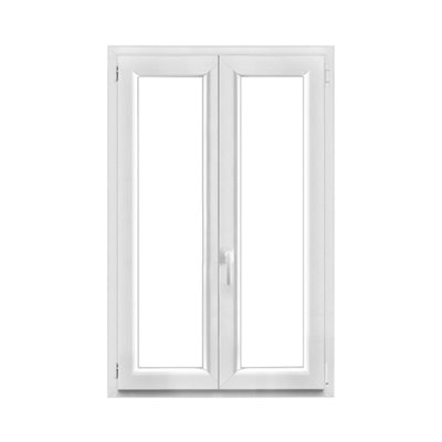 Fenêtre 2 vantaux oscillo battante tirant droit double vitrage GoodHome en PVC .95 x H.138 cm - vue 2
