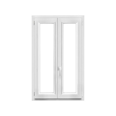 Fenêtre 2 vantaux oscillo battante tirant droit double vitrage GoodHome en PVC .85 x H.128 cm - vue 2