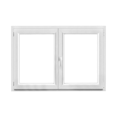Fenêtre 2 vantaux oscillo battante tirant droit double vitrage GoodHome en PVC .145 x H.98 cm - vue 2