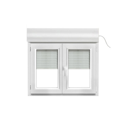 Fenêtre PVC 2 vantaux oscillo battant + volet roulant électrique GoodHome .100 x h.75 cm - vue 2