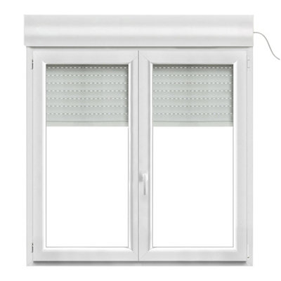 Fenêtre PVC 2 vantaux oscillo battant + volet roulant électrique GoodHome .140 x h.135 cm - vue 2